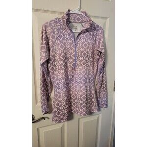 Nike Pro Hyperwarm 1/2 Zip Pullover Medium Purple White Geometric Fair Isle